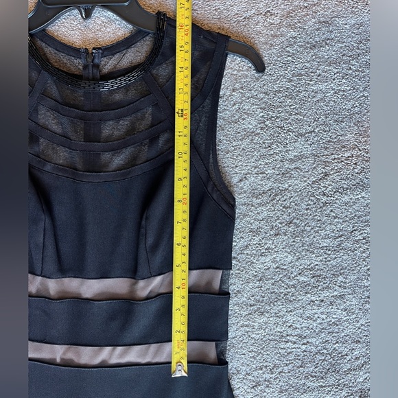 JS Collections Black Illusion Striped Evening Gown | Size 4 | Beaded Neckline - Picture 13 of 13